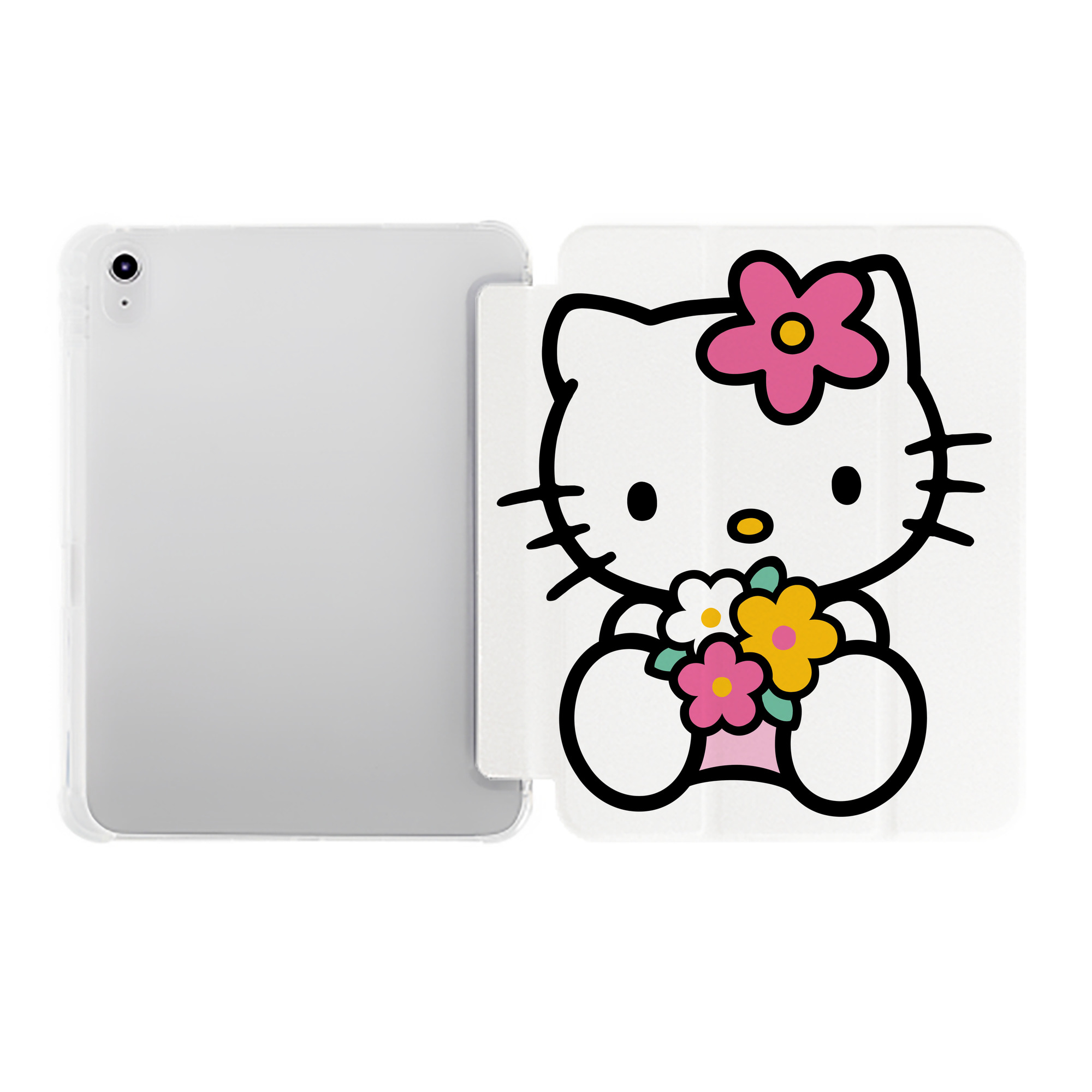 （画像用） Hello Kitty ハローキティ IPad ケース ペン収納付き 三つ折りスタンド PUレザー×シリコン 対応機種9.5/10.5/10.9インチ